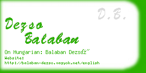 dezso balaban business card